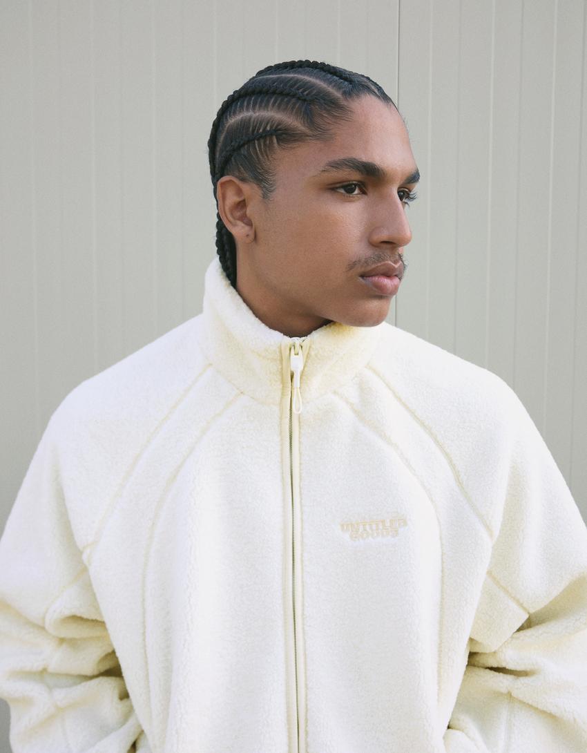 Faux shearling jacket-Cream