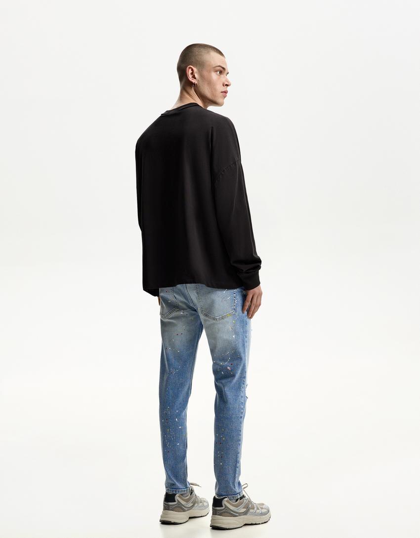 Super Skinny Jeans mit Rissen-Ausgewaschenes Blau-1