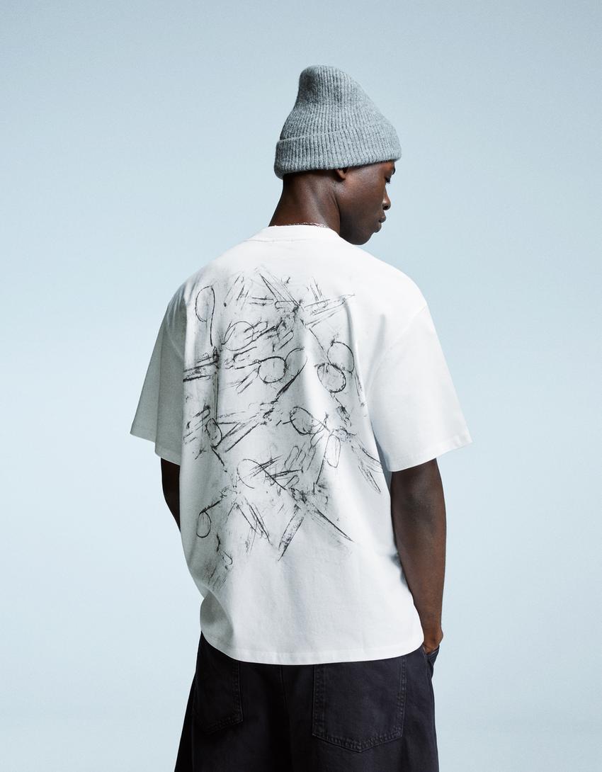 T-shirt met print en korte mouw-Wit-1