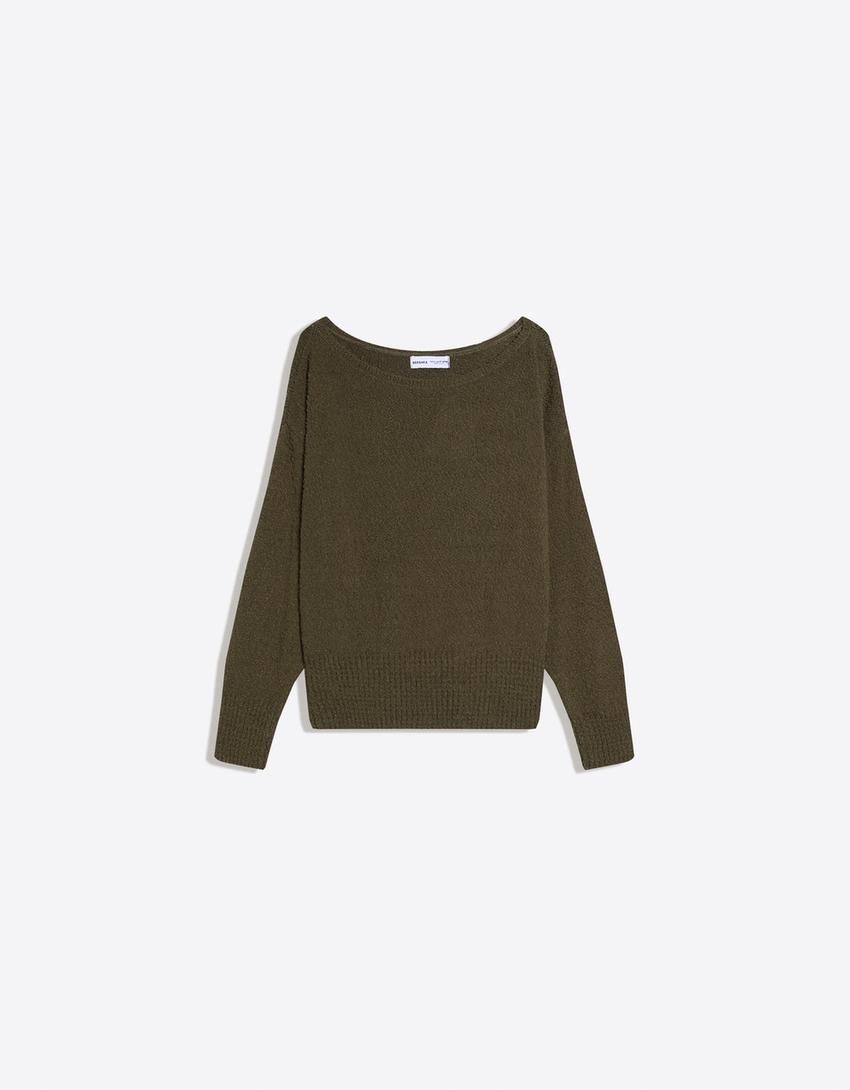 Asymmetrischer Pullover-Khaki