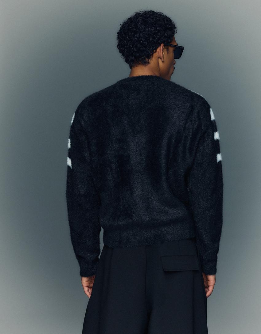 Jersey efecto pelo print-Negro