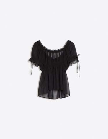 Fluid short sleeve shirt with ties — Black 6