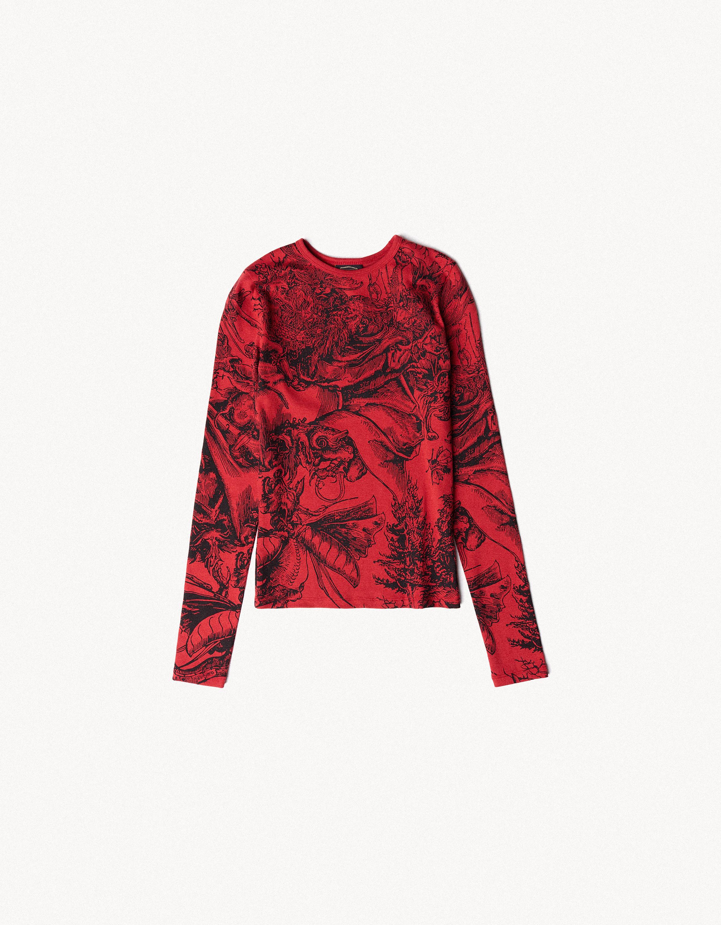 Bershka Uzun kollu fitted ARIES X BERSHKA tişört görsel 6