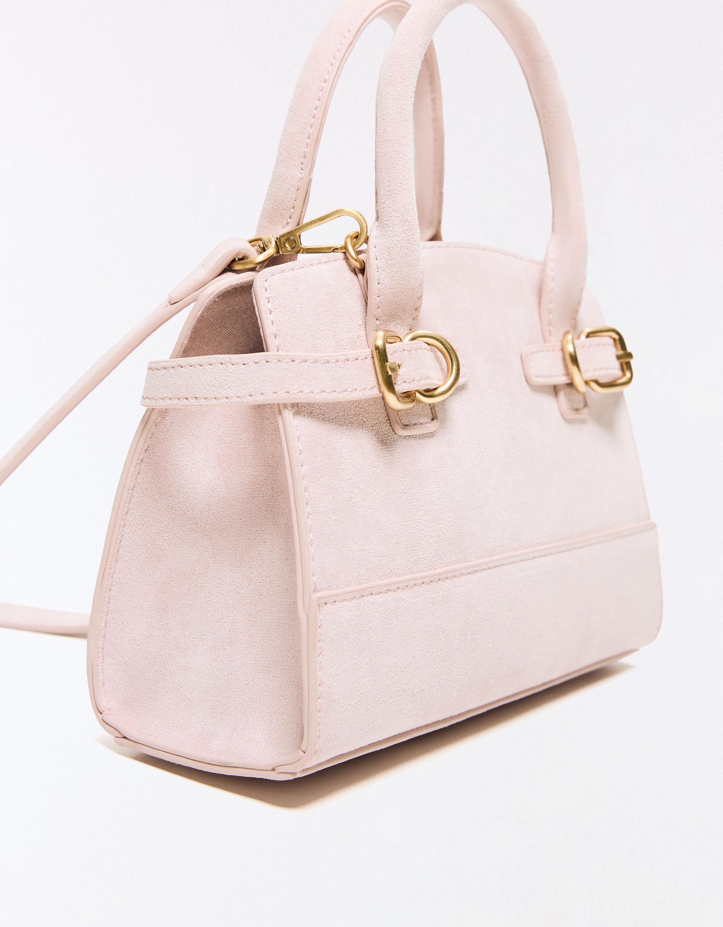 Faux suede buckle bag — Pink