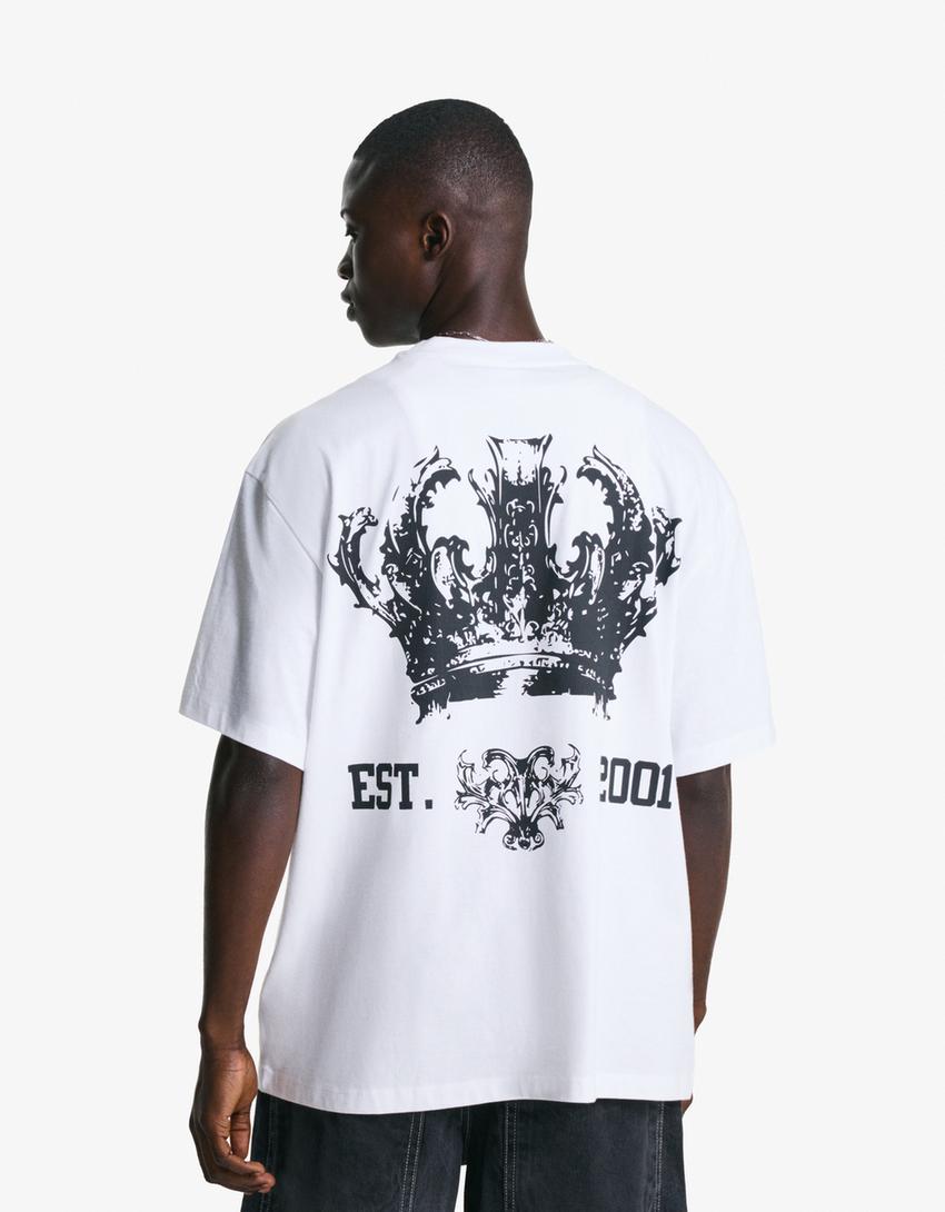 Short sleeve T-shirt with print-Off white-1