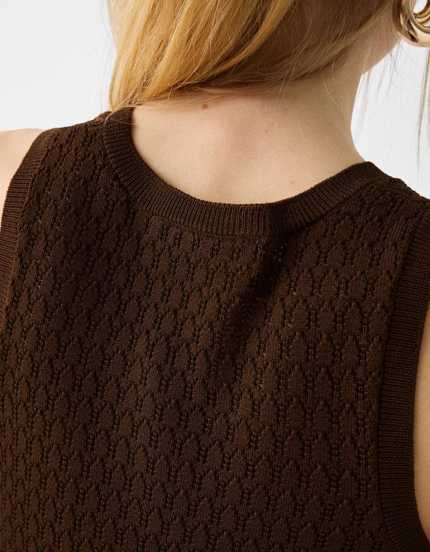 Débardeur en maille-Marron-7