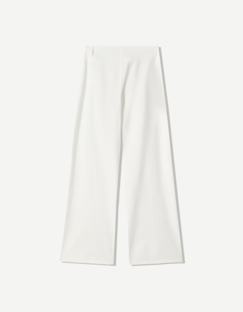 Pantalón wide leg-Blanco-4