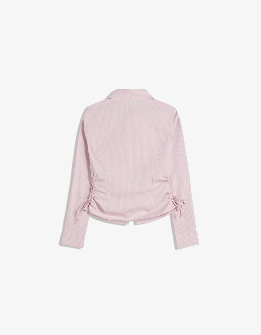 Chemise ajustée froncée sur le côté-Rose-4