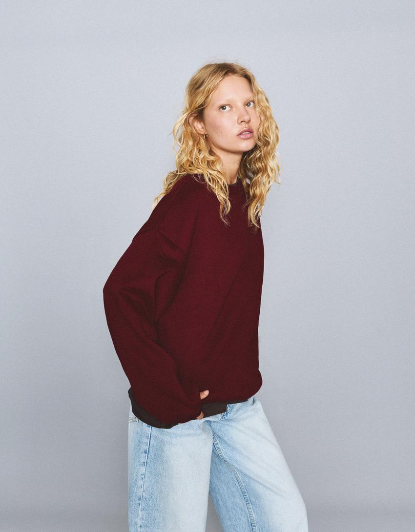 Oversize-Sweatshirt mit Taschen-Bordeaux-2