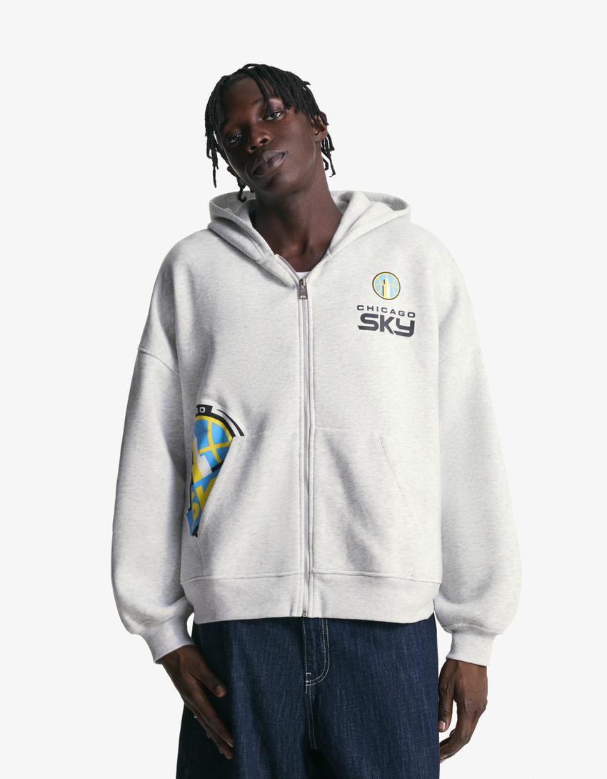 Sweatshirt fecho de correr WNBA capuz-Cinza