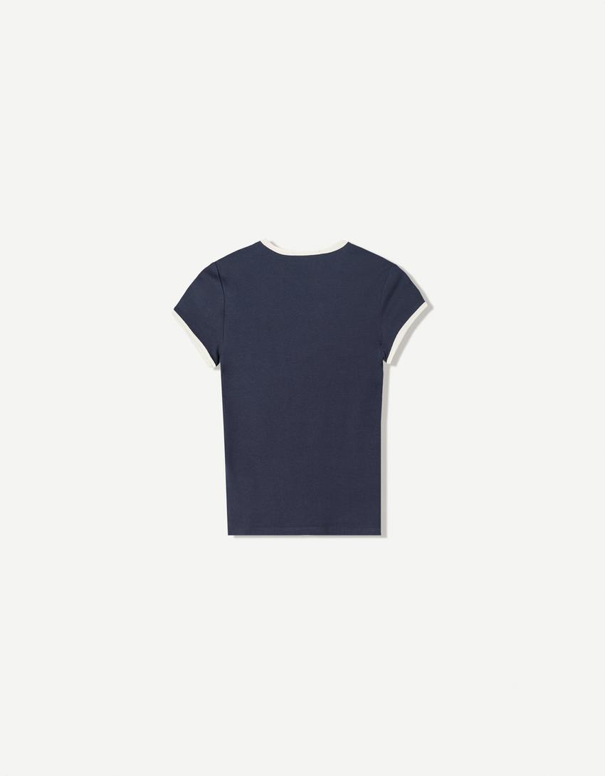 Camiseta manga corta contraste-Marino