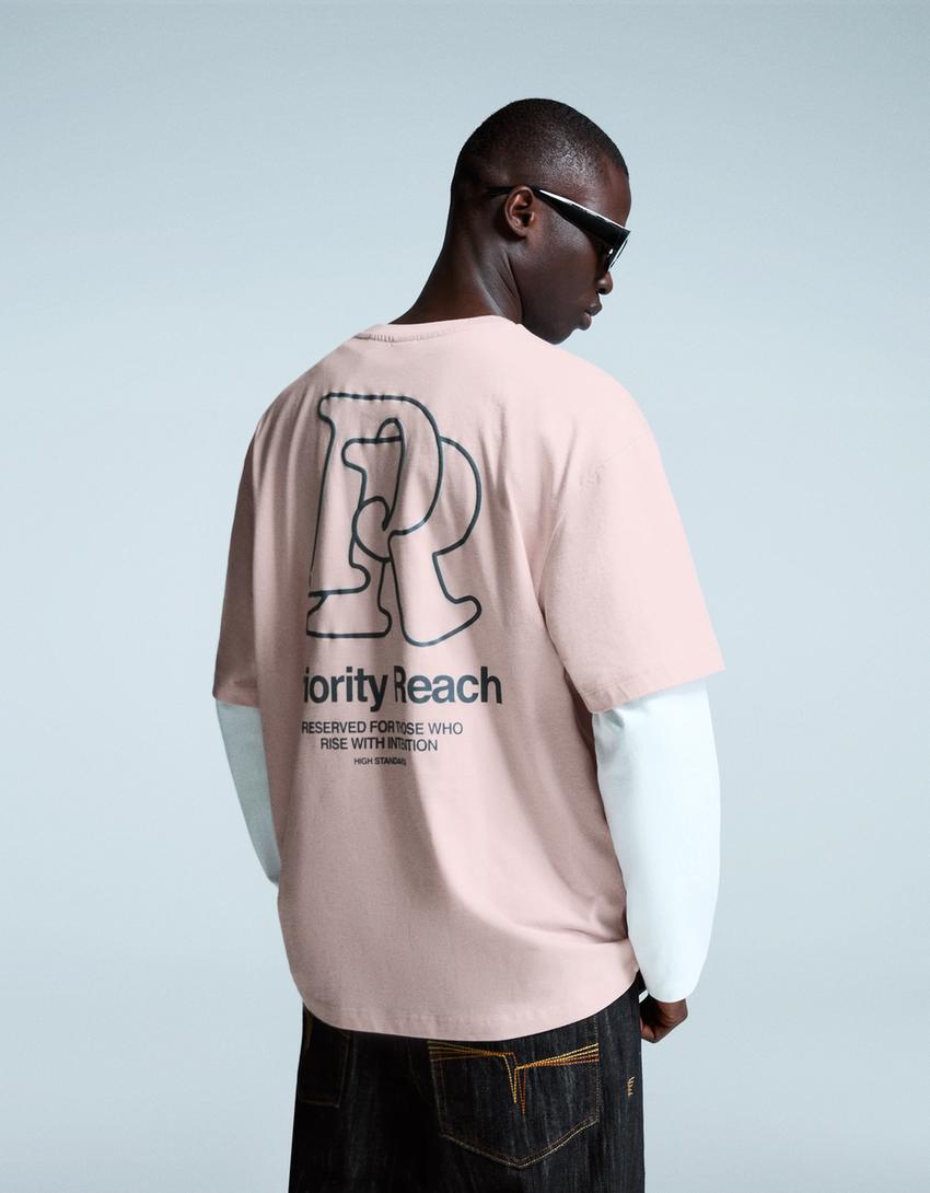 Camiseta manga corta print-Rosa