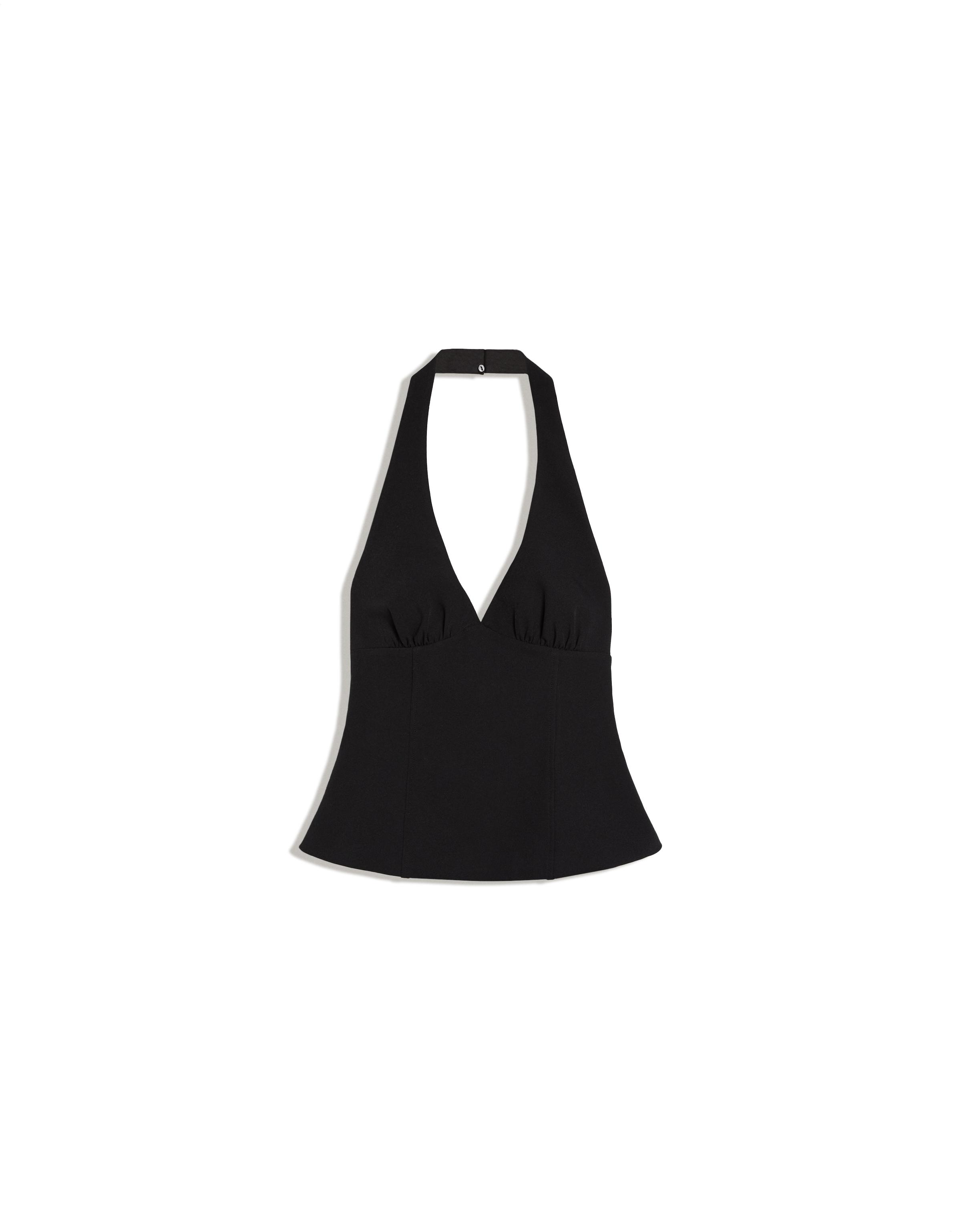 Structured halter top with ties — Black