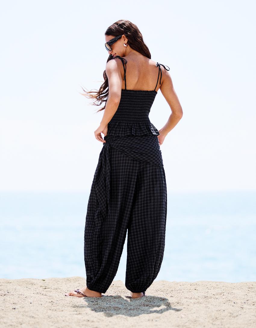 Pantalon bouffant avec foulard-Marine