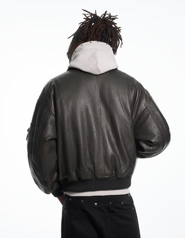 Leather bomber jacket ARIES X BERSHKA — Brown 2