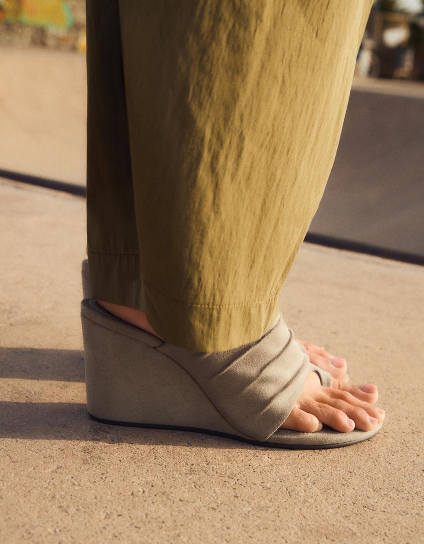 Wedge heel mules-SAND