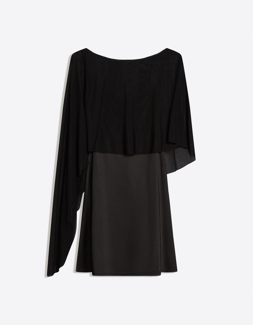 Mini dress with cape-Black