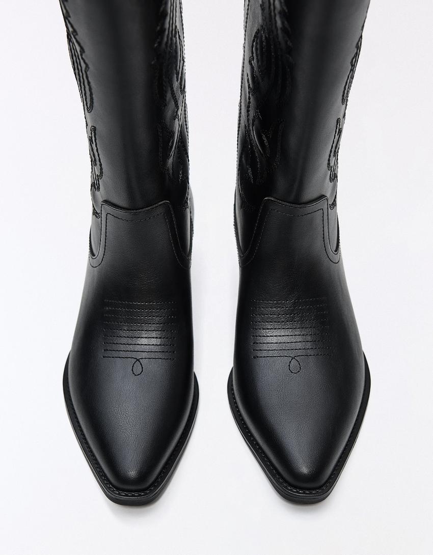 BOTA COWBOY PLANA-Negro