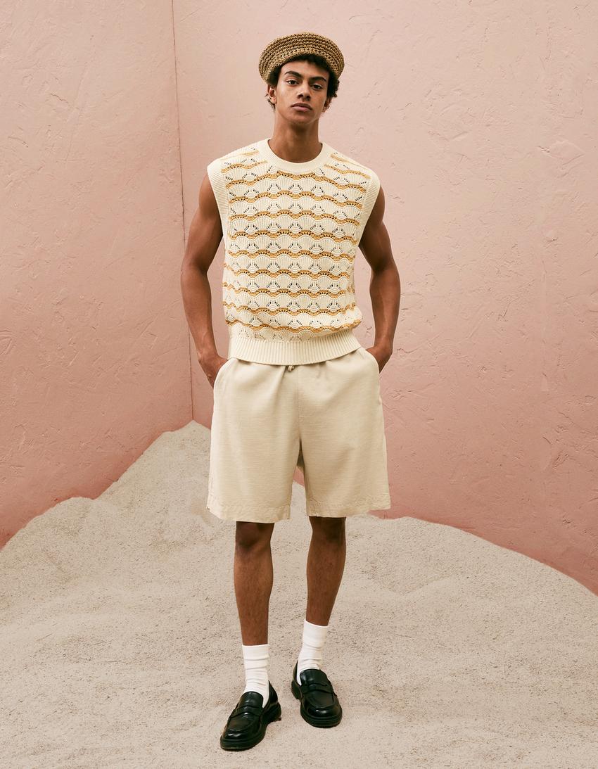 Dokulu yelek-Hardal-3