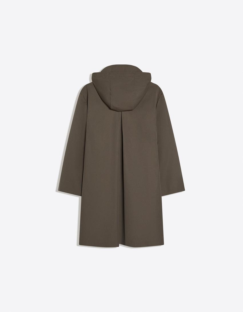 Hooded water repellent windproof trench-Khaki