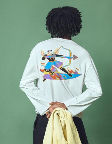 Long sleeve boxy print JUN IONEDA T-shirt — White 2