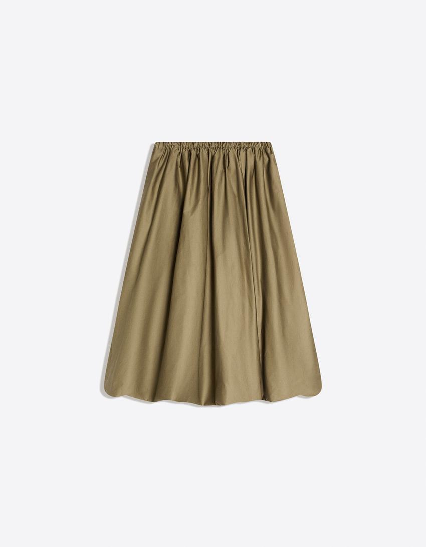 Balloon midi skirt-Khaki