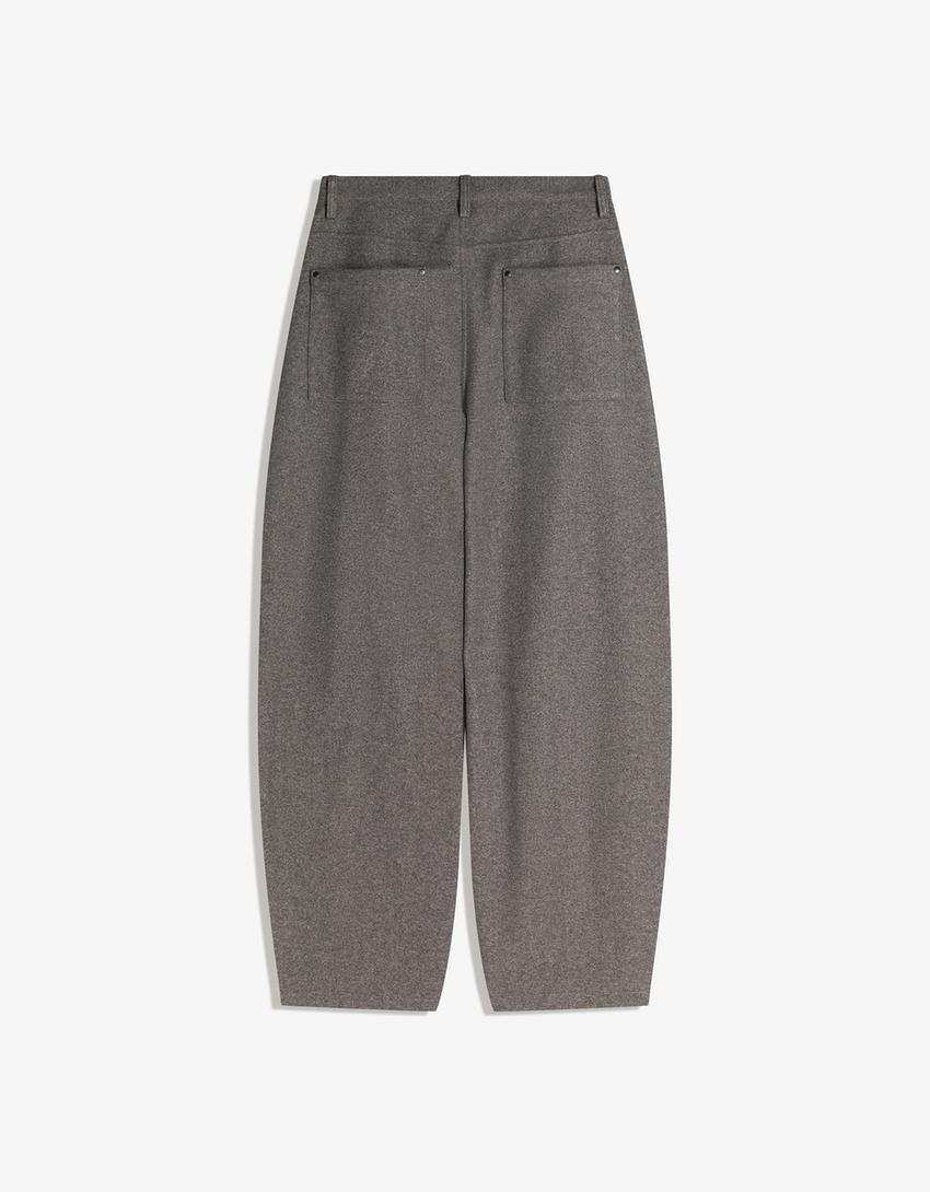 Balloon-fit flannel trousers-Dark grey