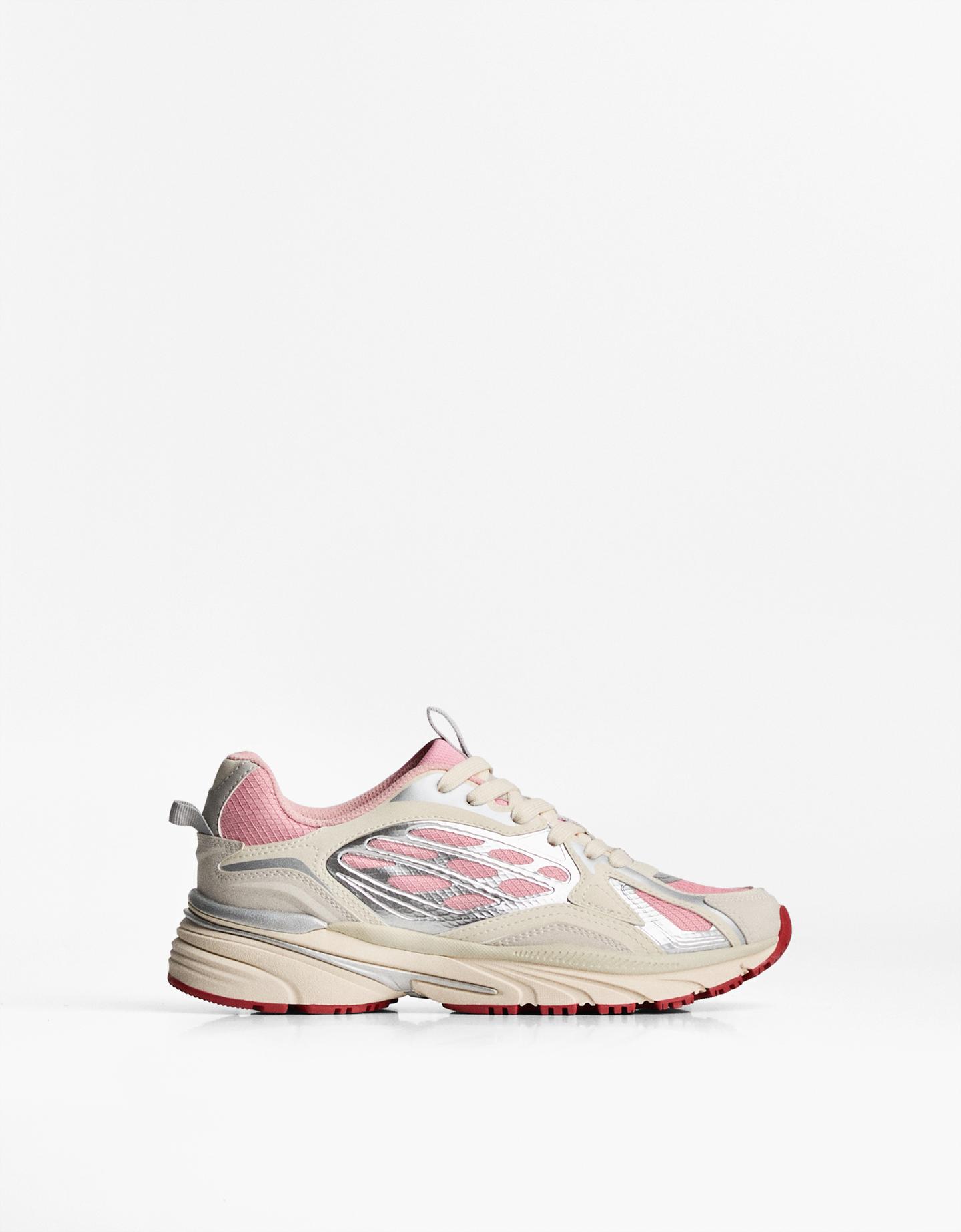 Bershka buty sportowe z wieloma elementami różowy