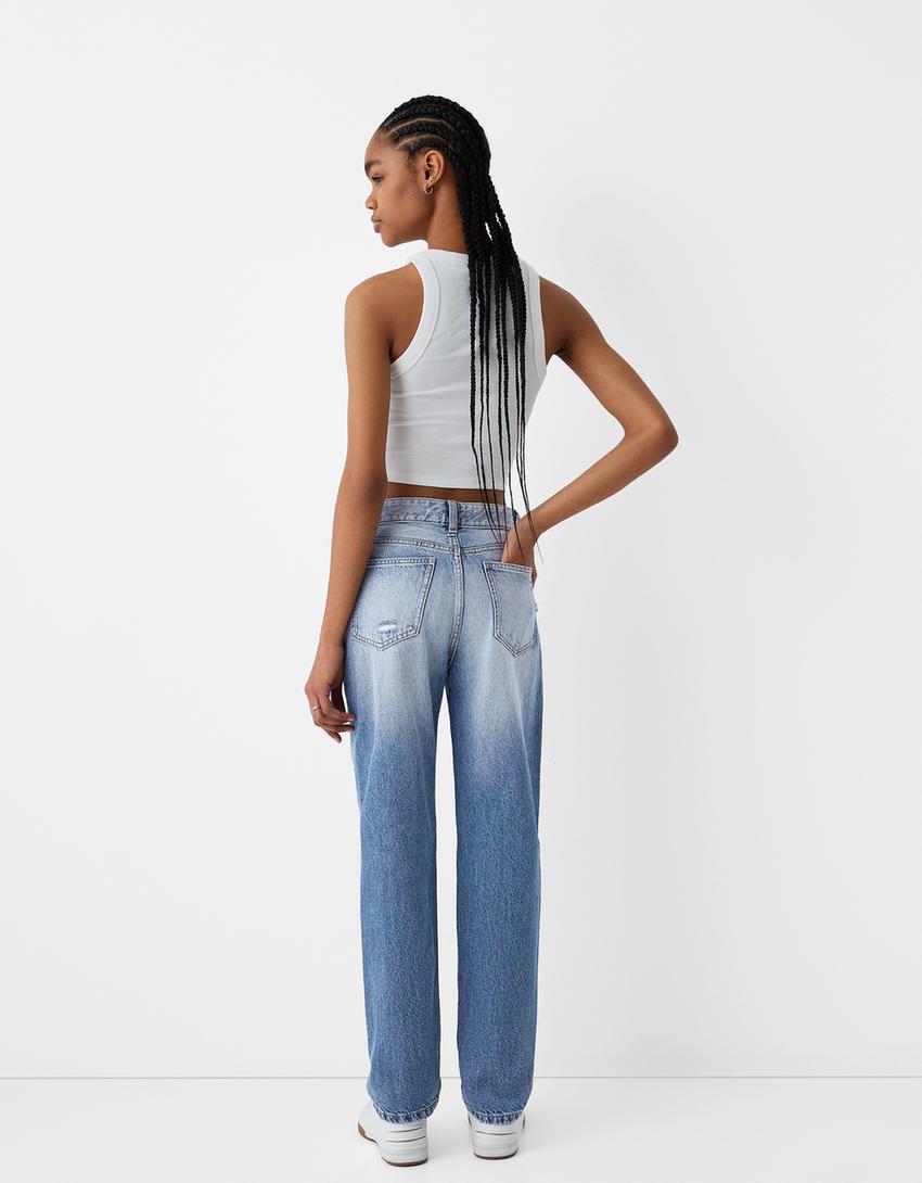 Jean cropped regular-Bleu lavé-2
