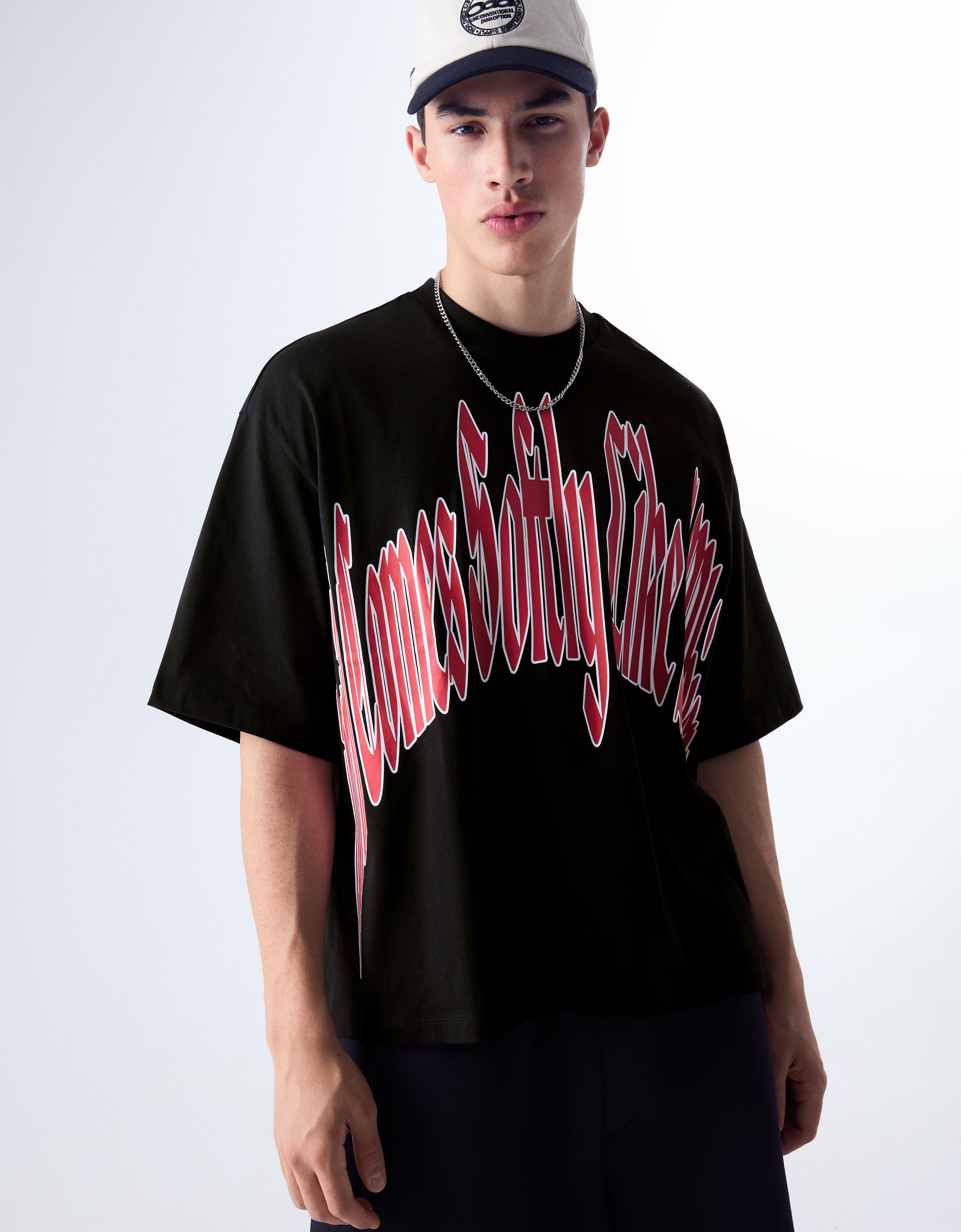 Camiseta Manga Corta Print Hombre S Negro