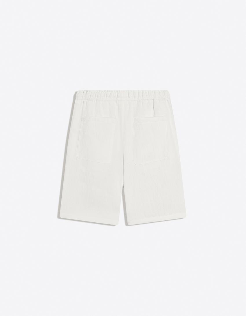 Rustic jogger Bermuda shorts-White
