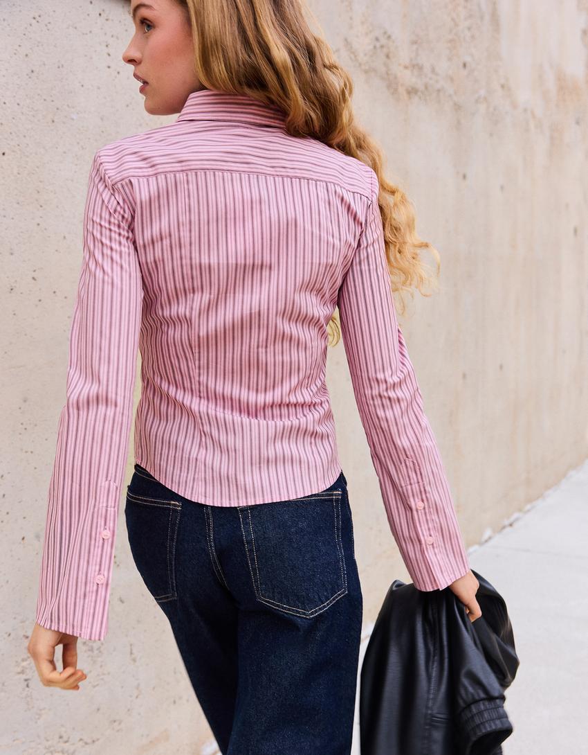 Chemise cintrée manches évasées-Rose