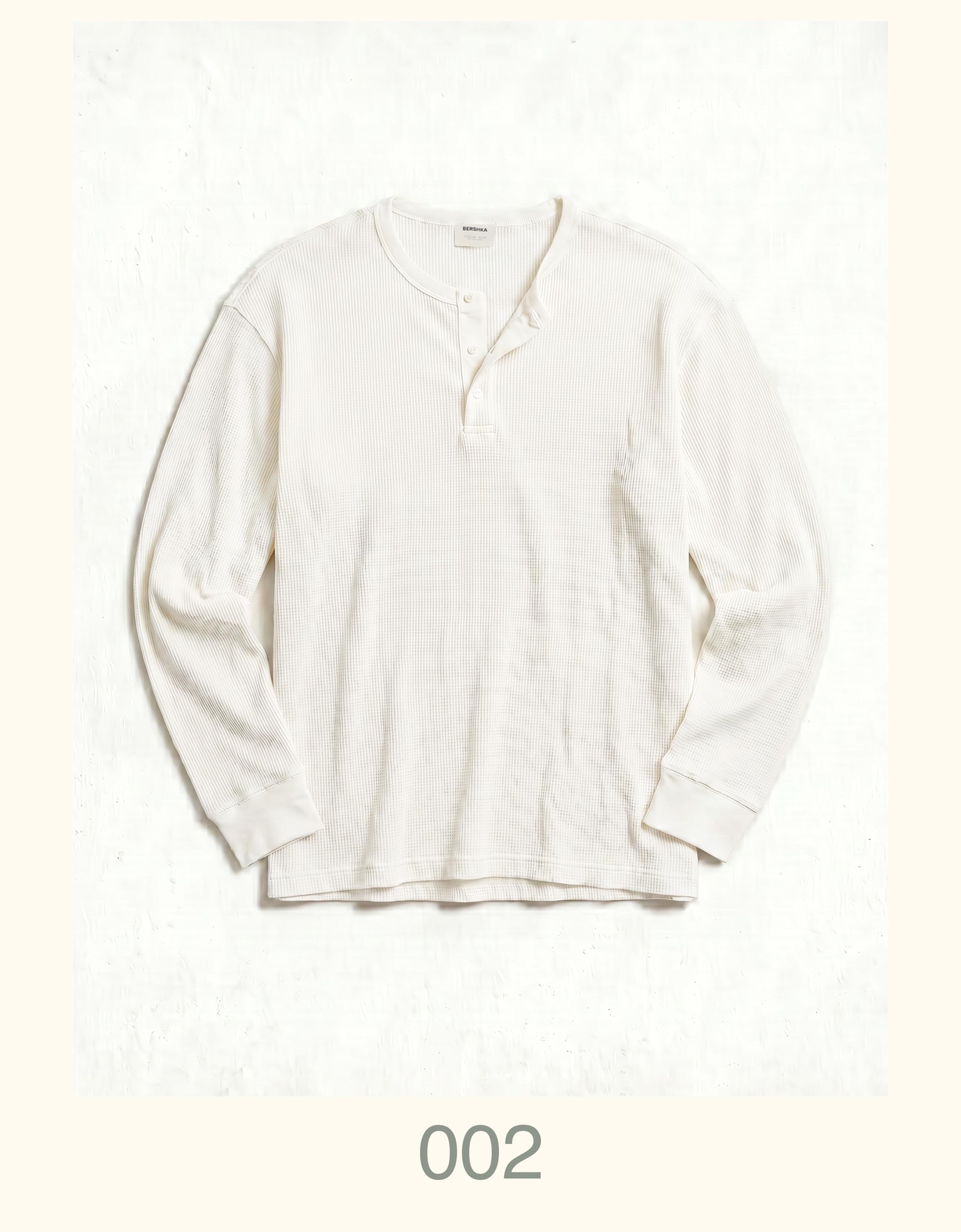 Slim fit long sleeve henley T-shirt — White
