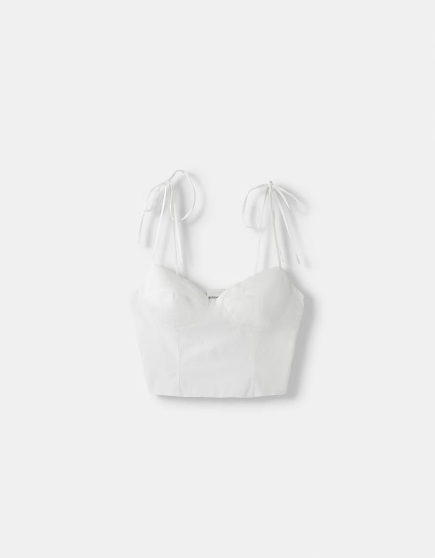 توب قصير مع حمالات-أبيض-4