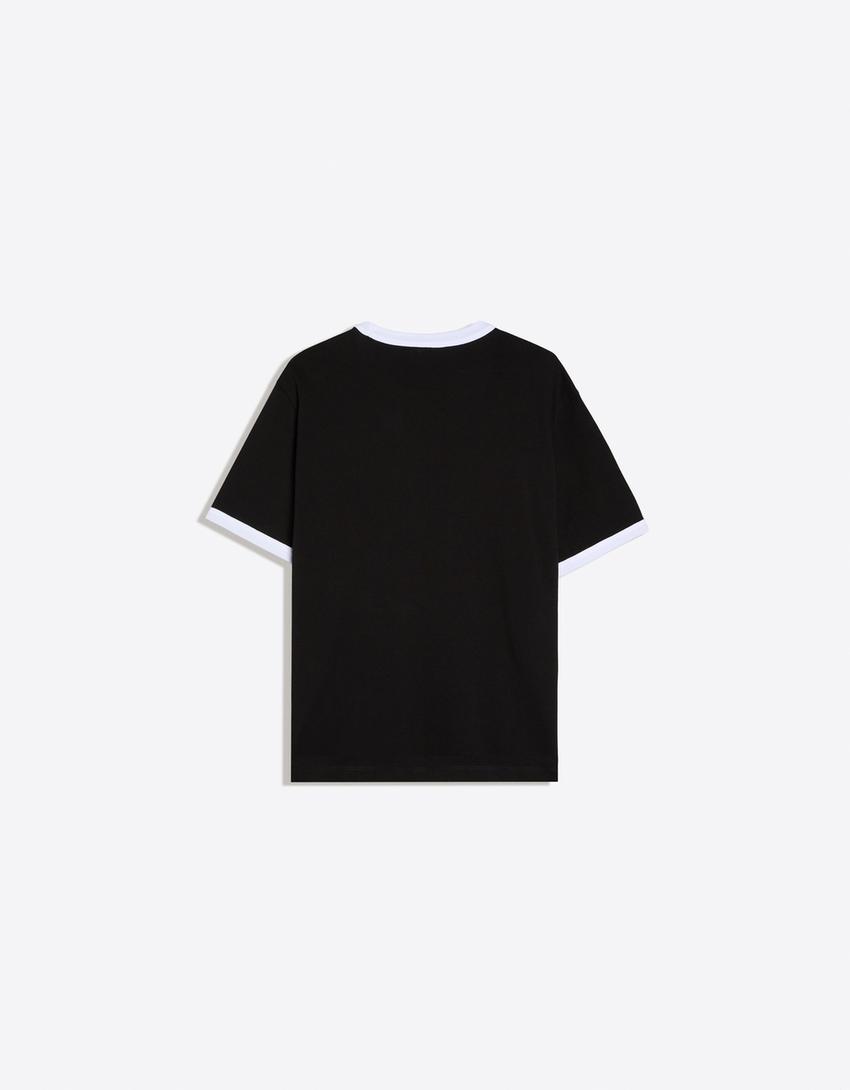 Camiseta slim fit print-Negro
