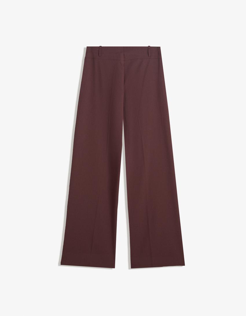 Spodnie wide leg-Bordowy