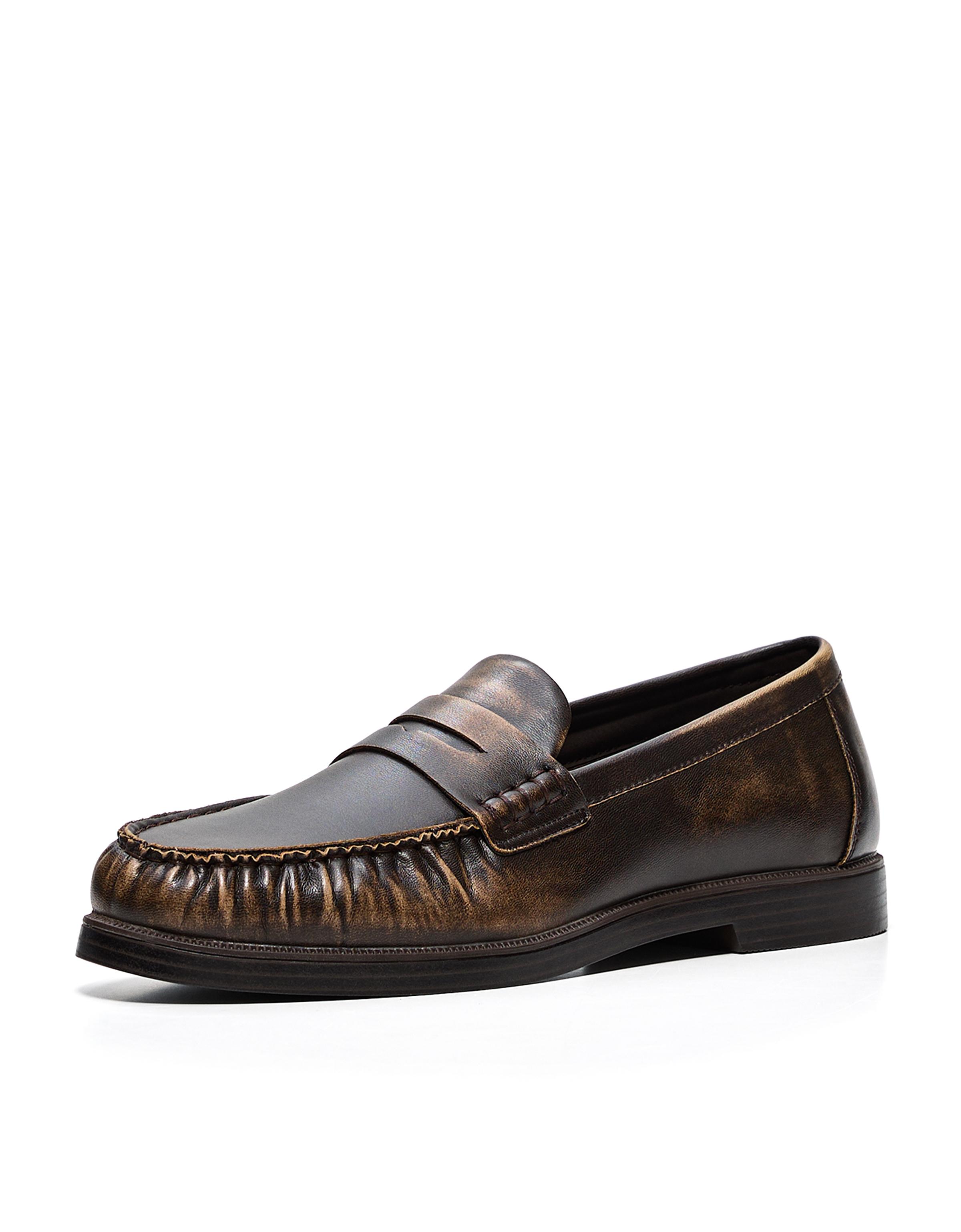 BRUSHED LOAFERS — Brown