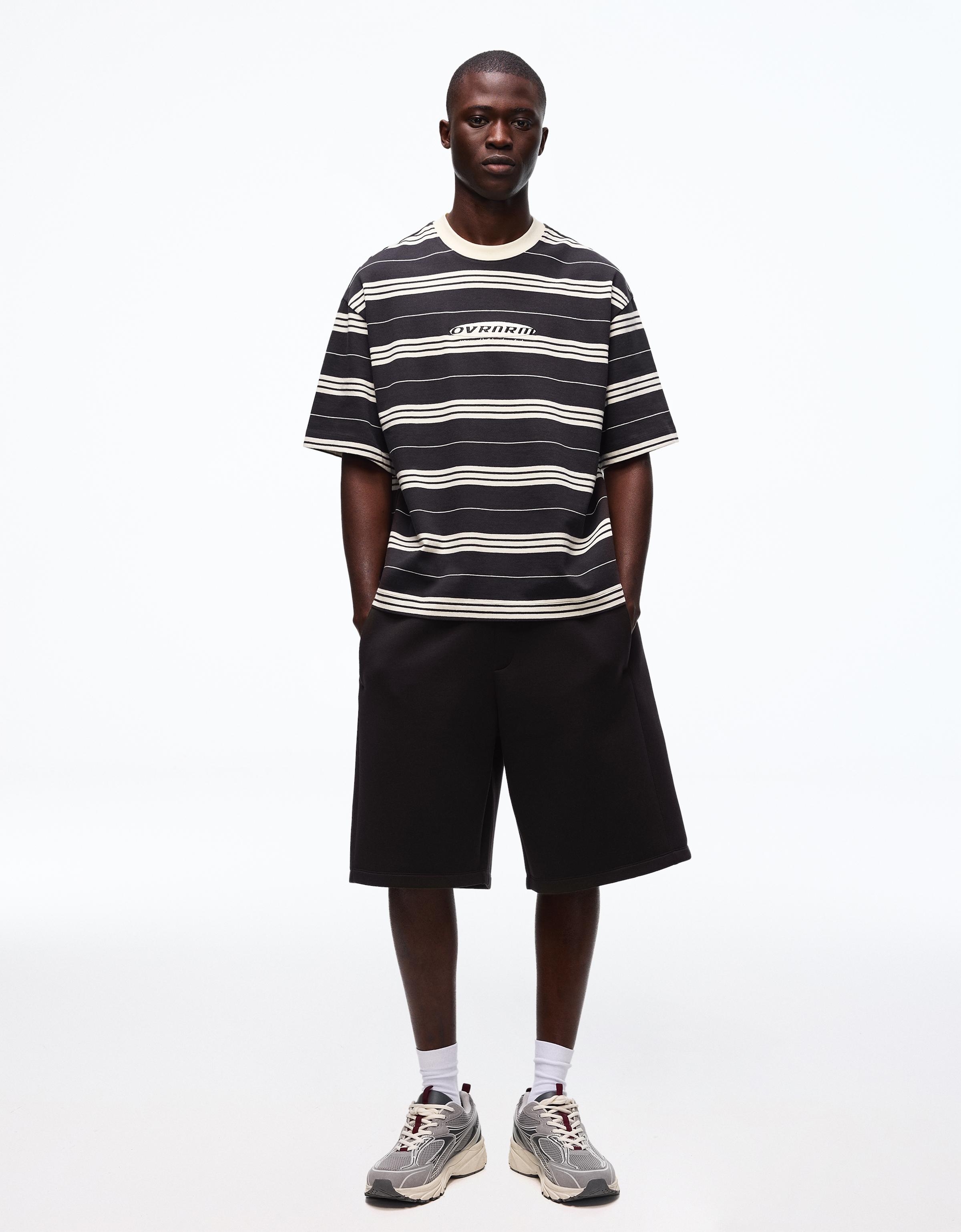Oversize neoprene Bermuda shorts — Black