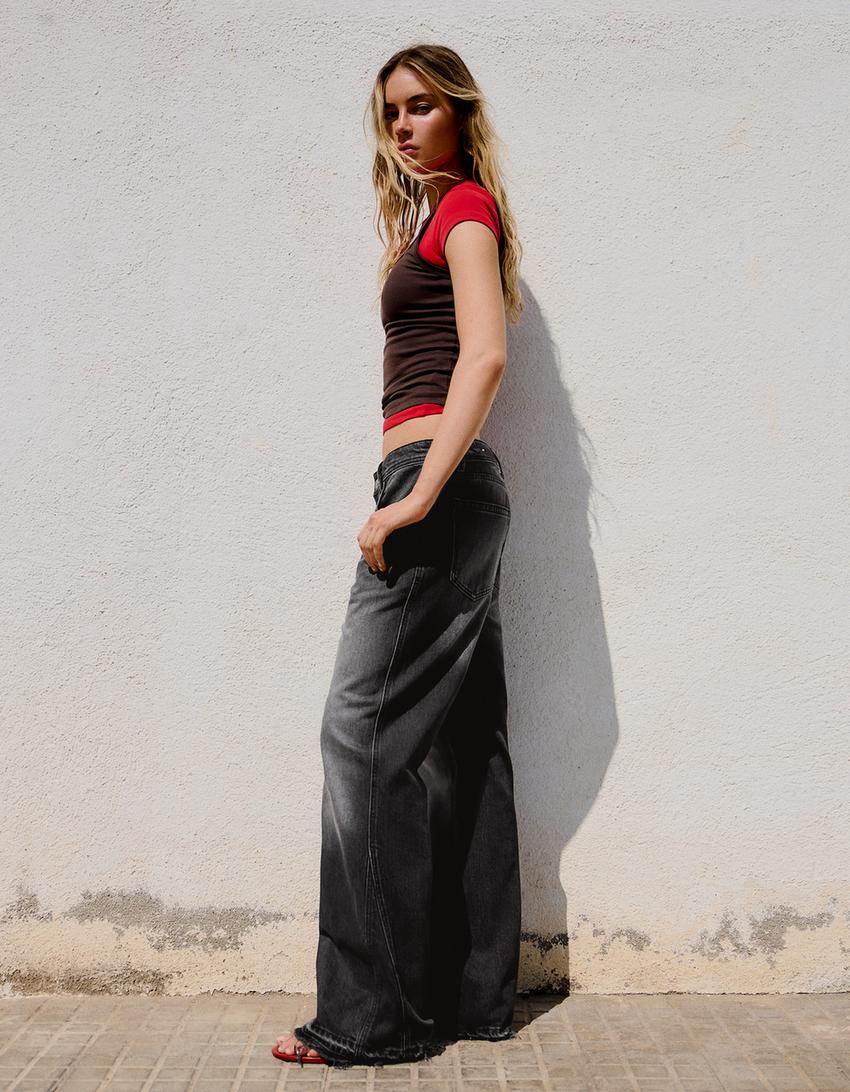 Straight flare jean-Siyah