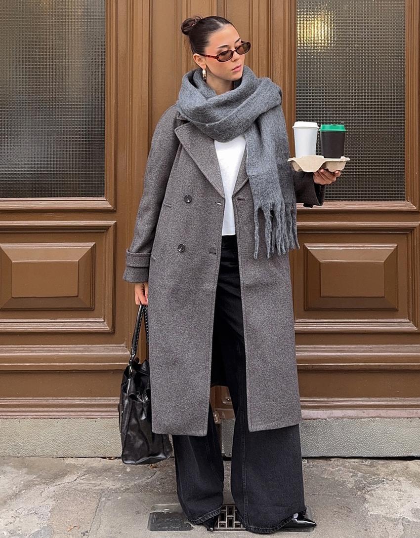 Solid-coloured scarf-Grey