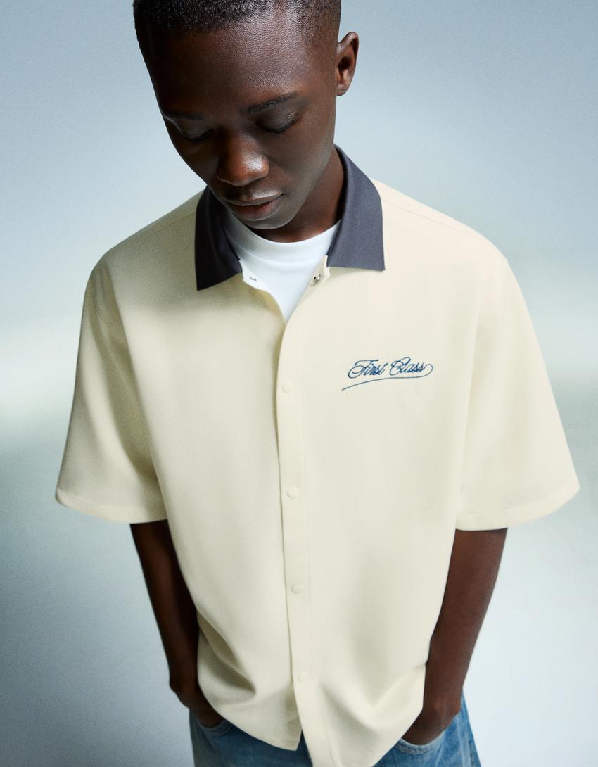 Camisa manga corta bordados-Crudo-2