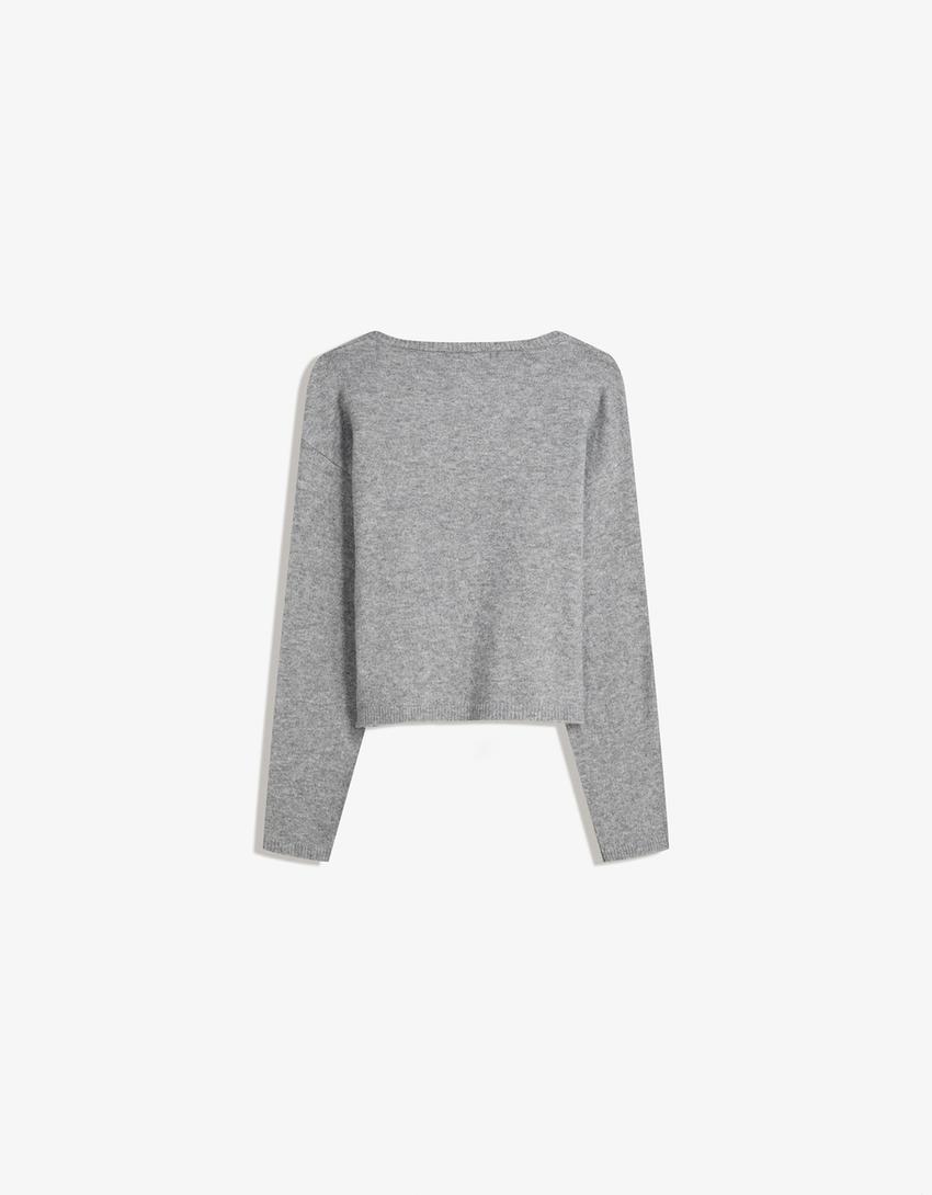 Jacke mit Schleife-Grau