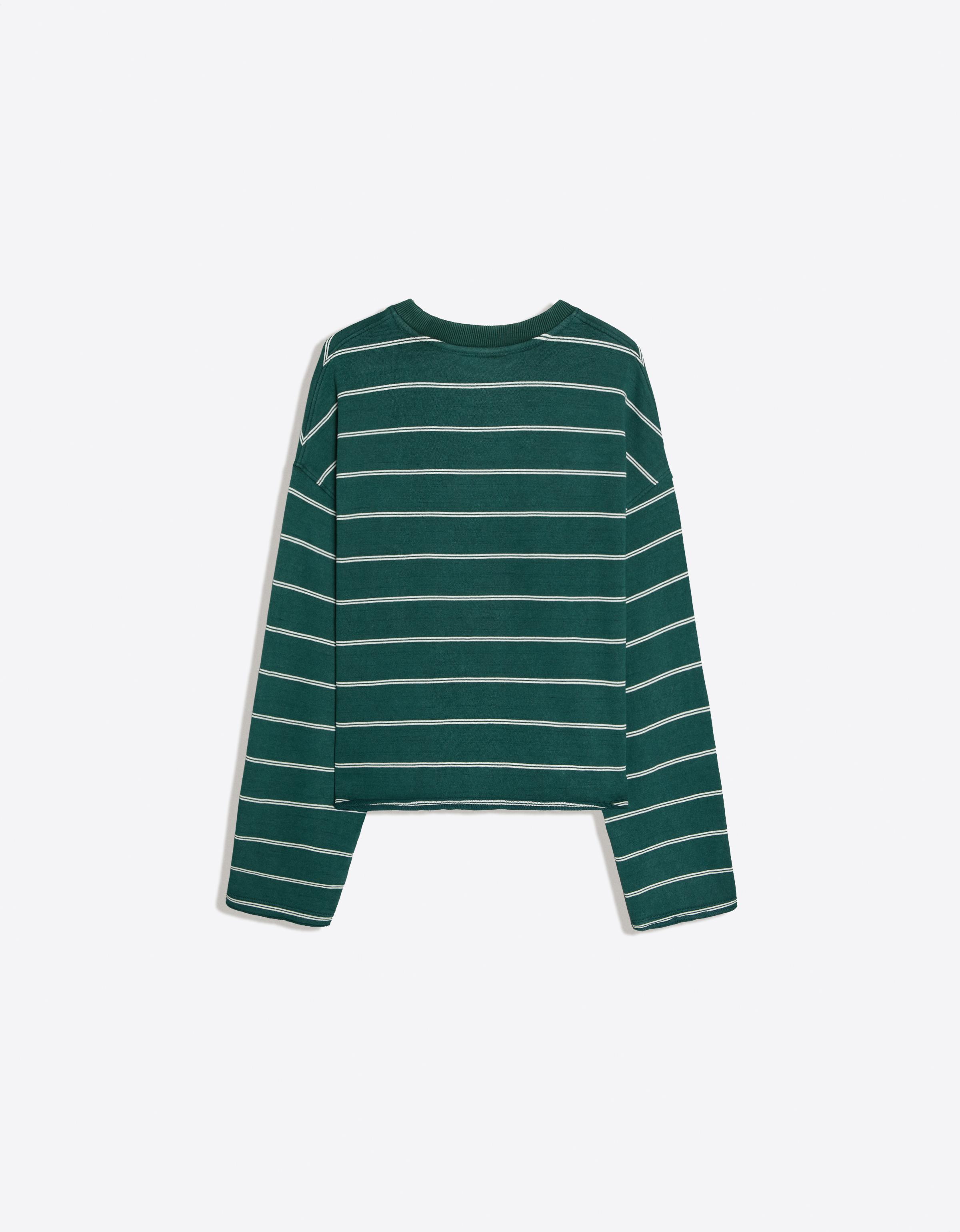 Striped round neck sweatshirt — Green