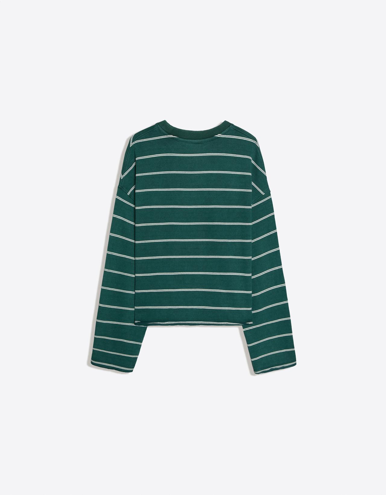 Striped round neck sweatshirt — Green