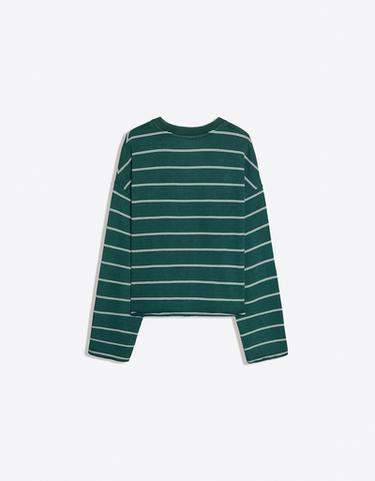 Striped round neck sweatshirt — Green 6