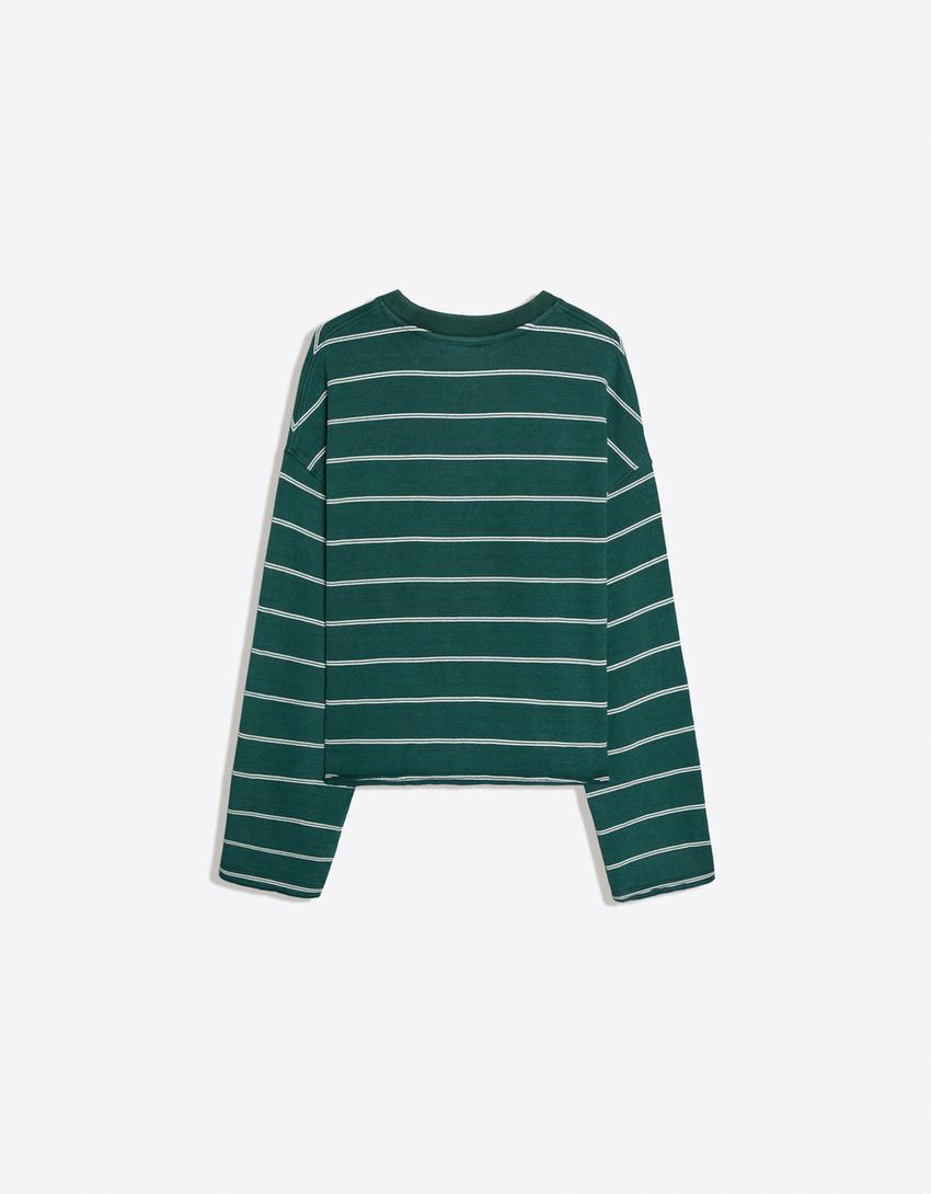 Sudadera cuello redondo rayas-Verde