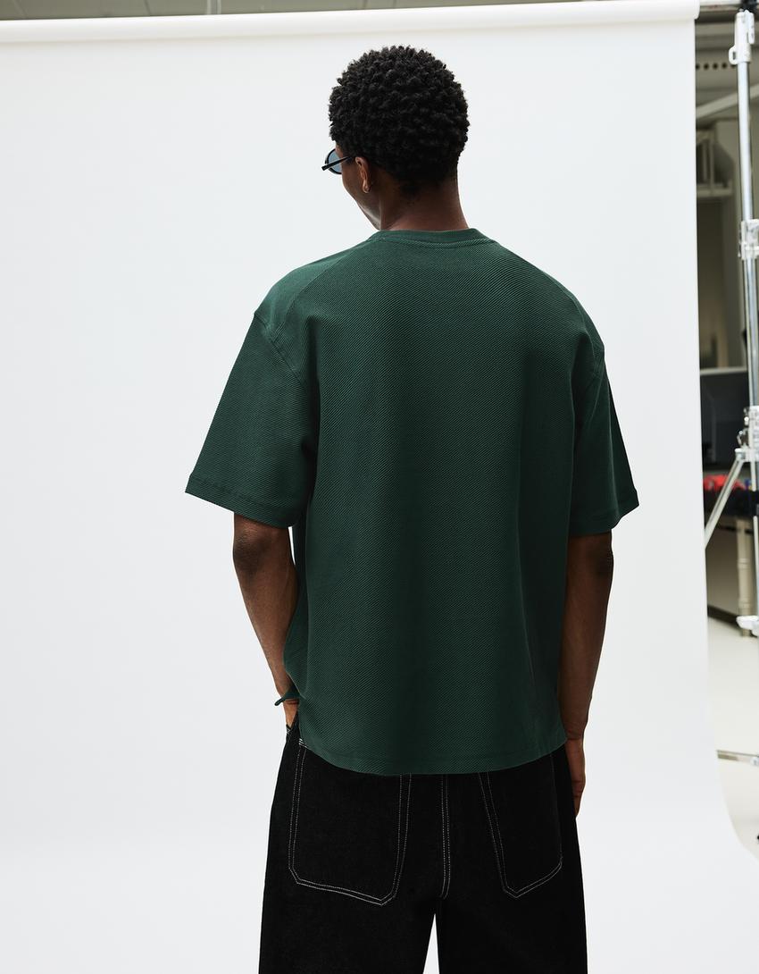 T-shirt manga curta de felpa-Verde