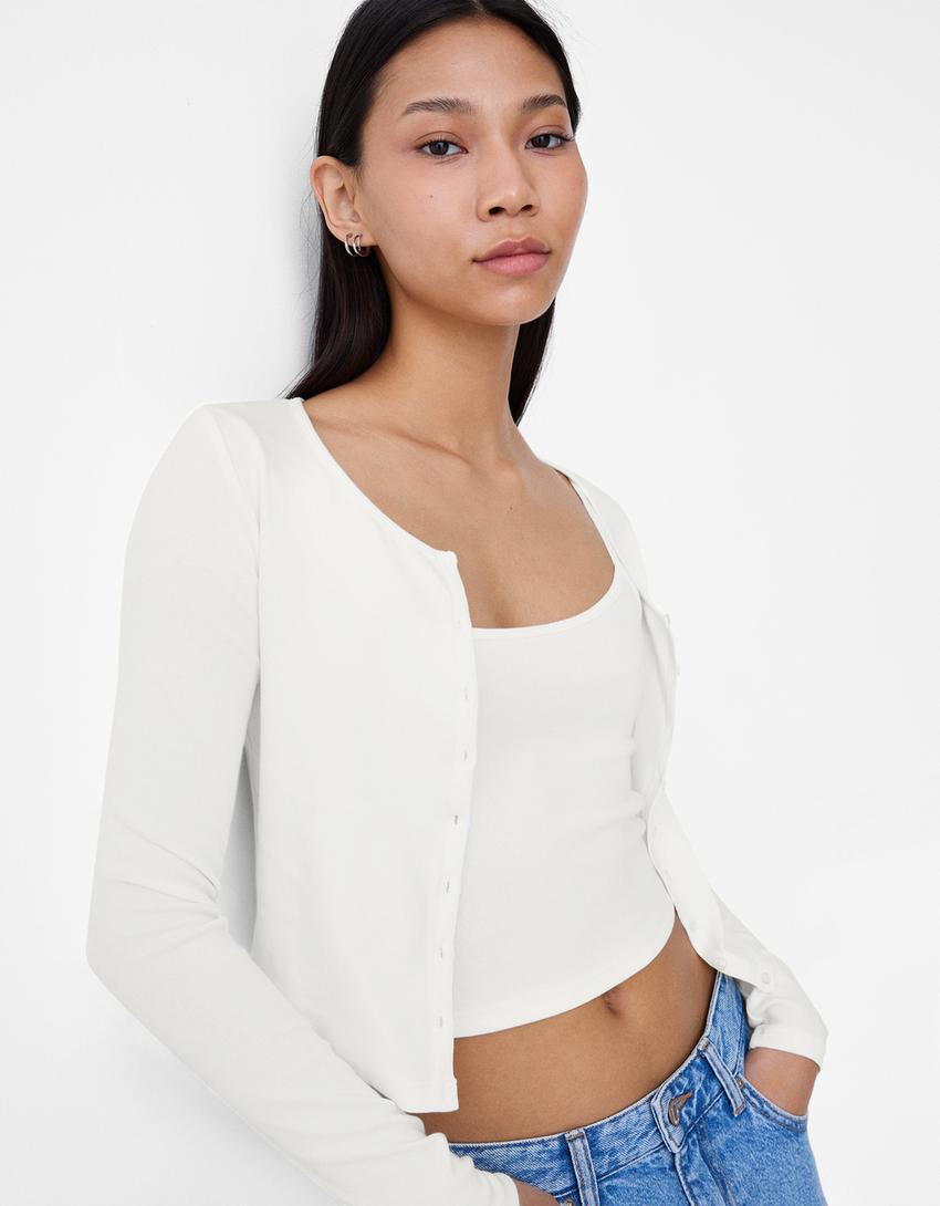 كارديغان بأكمام طويلة-أبيض-2