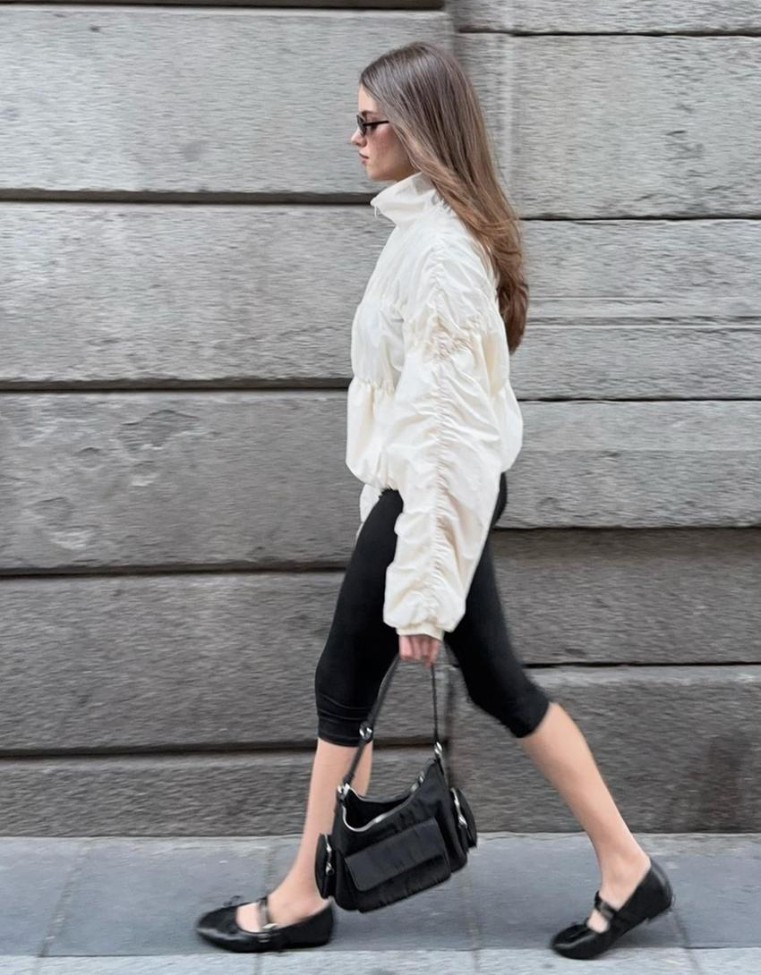 Technical shirred jacket-Cream