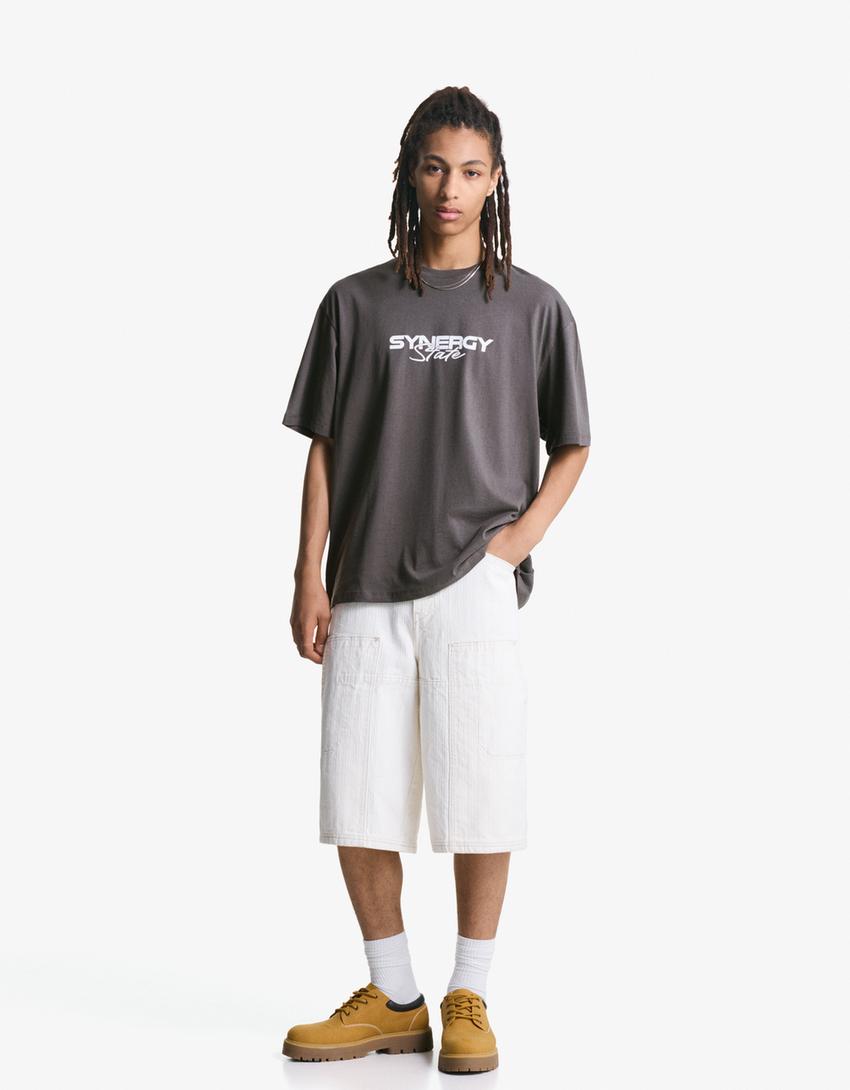 Short sleeve T-shirt with print-Dark grey
